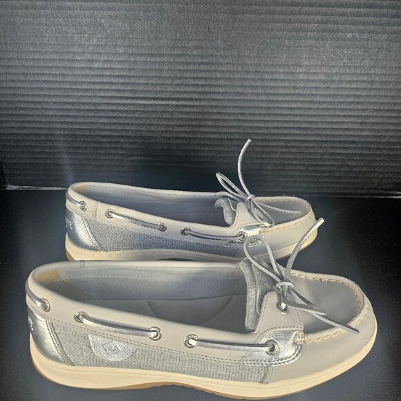 Women's 8.5 W Sperry Coastfish One Eye Boat Slip On Shoe Light Gray - Picture 3 of 10